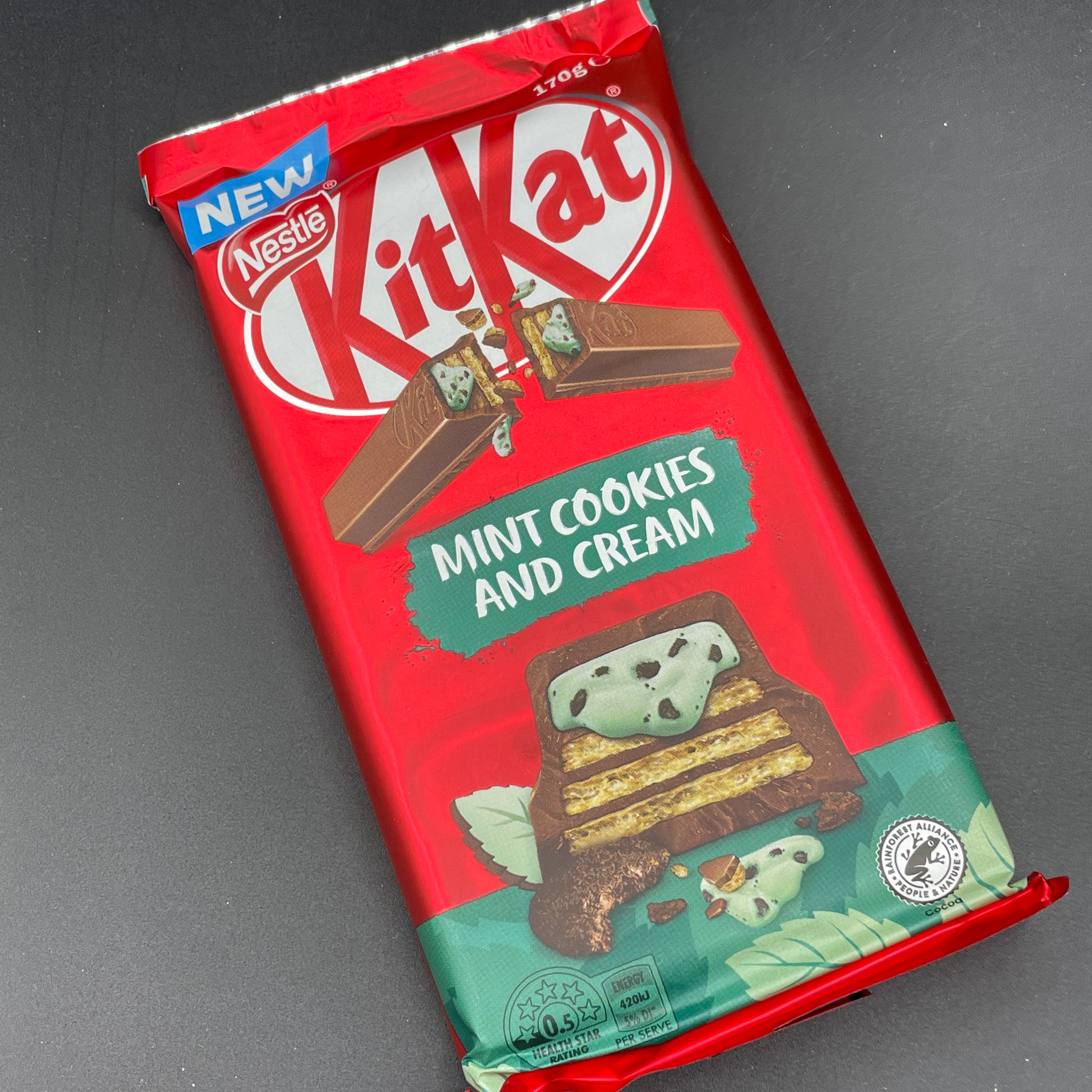NEW Nestle Kit Kat Mint Cookies And Cream Flavour Block 170g (AUS)