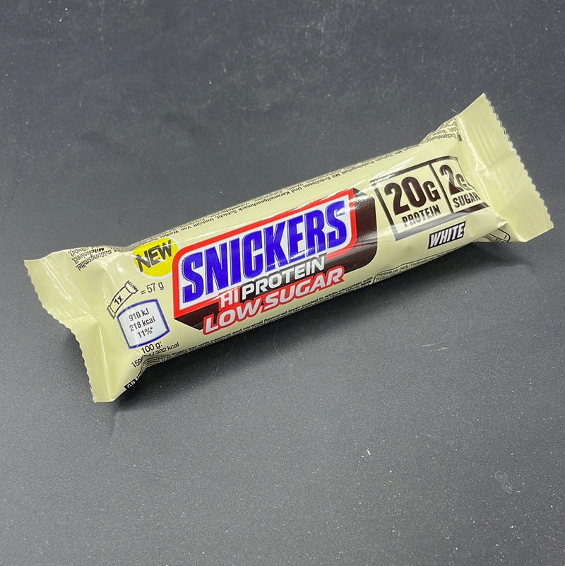 Snickers White HiProtein LOW SUGAR Protein Bar with 20g of Protein, 2g of Sugar, 57g (UK)