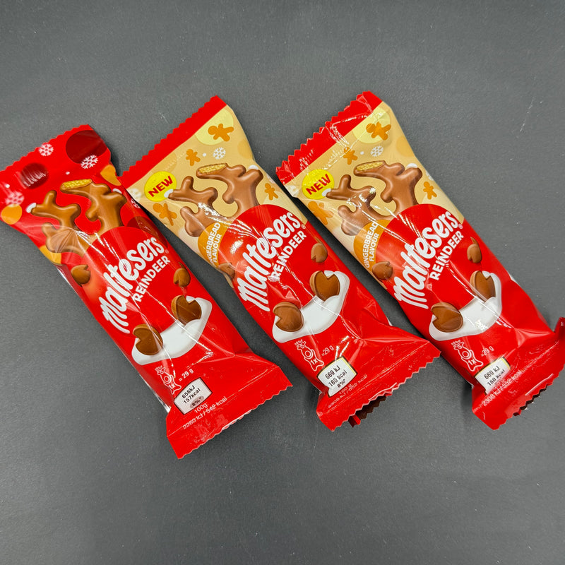 Maltesers Reindeer 3 Pack! 1x Original & 2x Gingerbread Flavour, Milk Chocolate Reindeer! 29g Each (UK) Christmas Special