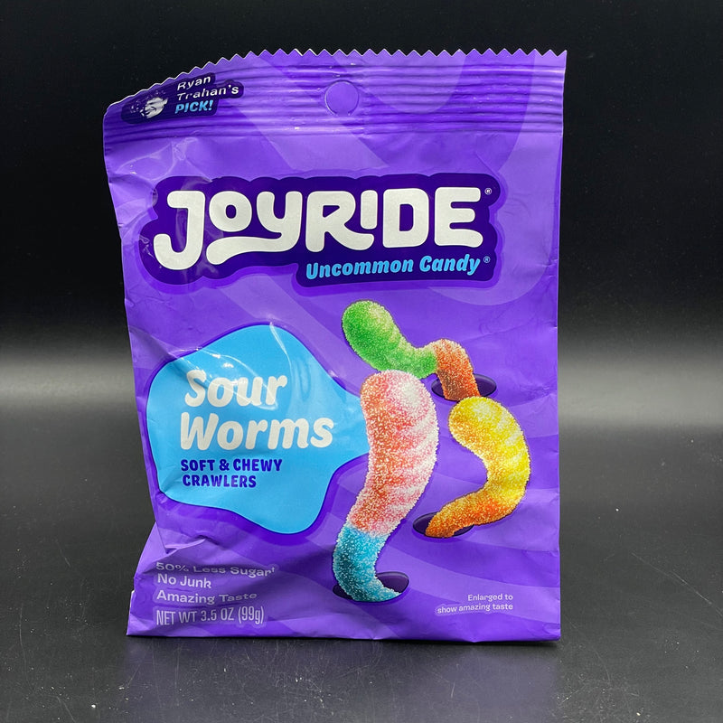JoyRide - Uncommon Candy! Sour Worms, Soft & Chewy Crawlers, Naturally Flavoured. 50% Less Sugar, No Junk, Amazing Taste. 99g (USA) Ryan Trahan’s Viral Candy!