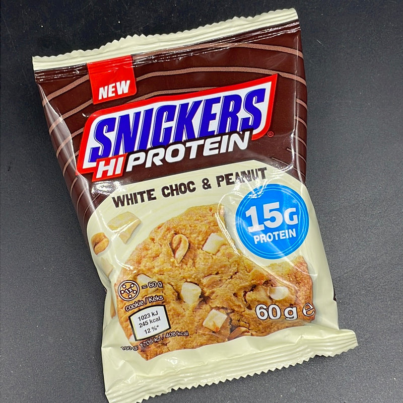 Snickers HiProtein White Chocolate & Peanut Flavour Protein Cookie with 15g of Protein, 60g (UK)