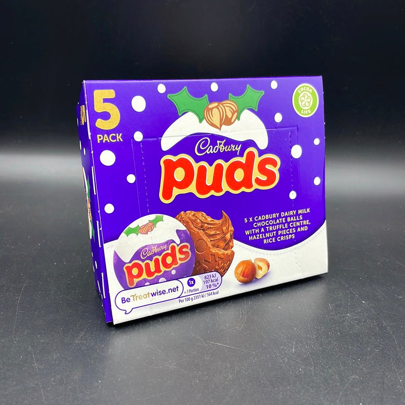 Cadbury Puds 5-PACK! Dairy Milk Choc Balls with Truffle Centre, Hazelnut Pieces & Rice Crisps 35g each (UK) CHRISTMAS SPECIAL