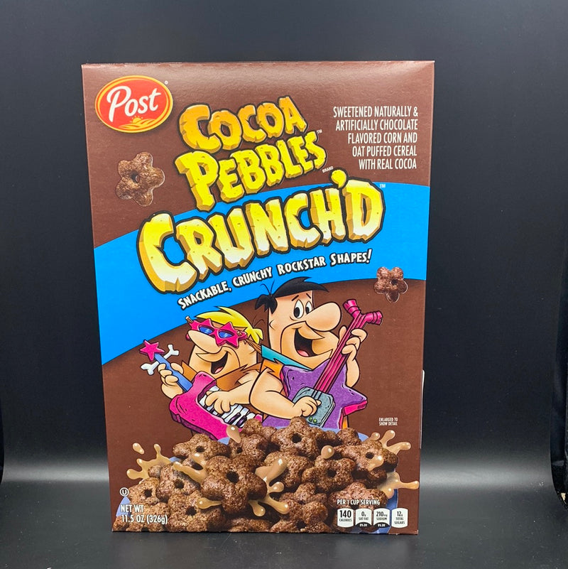 Post Cocoa Pebbles CRUNCH’D Cereal, 326g (USA). SHORT DATE