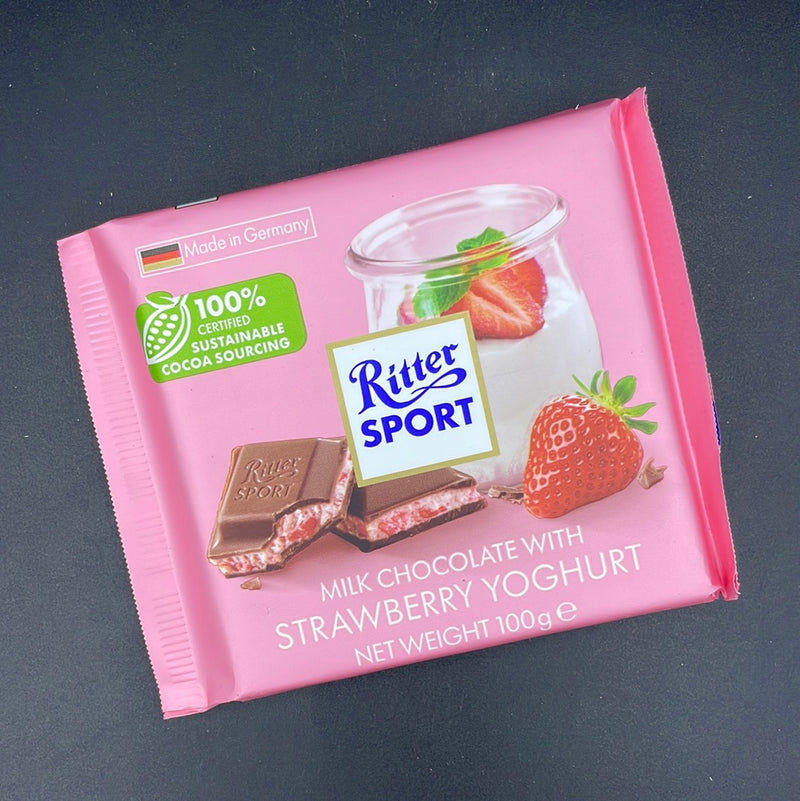 Ritter Sport - Milk Chocolate with Strawberry Yogurt, 100g (GERMANY)