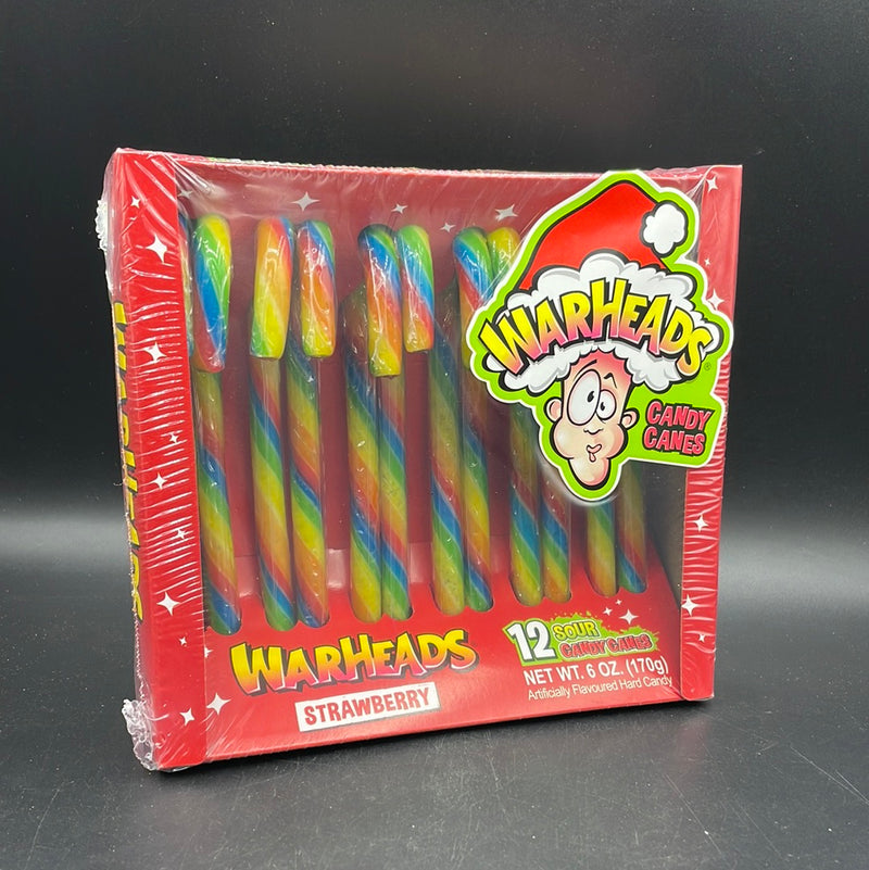 WarHeads Strawberry Flavoured SOUR Candy Canes, 12 Pack 170g (USA) CHRISTMAS SPECIAL