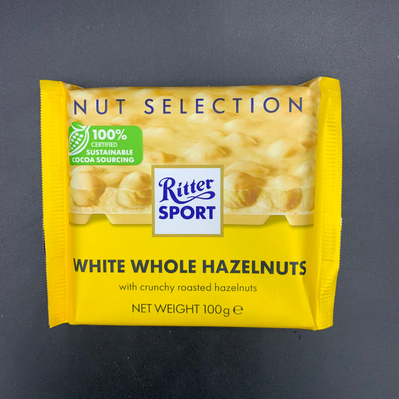 Ritter Sport - White Whole Hazelnuts with Crunchy Roasted Hazelnuts, 100g (GERMANY)