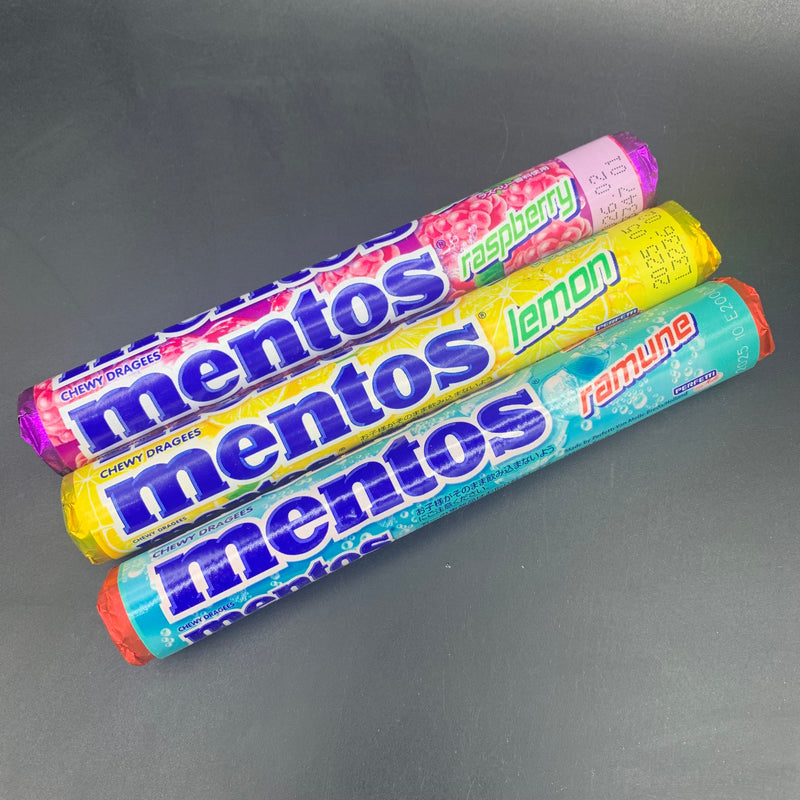 Mentos (3 Pack) - Ramune, Lemon & Raspberry, 38g each (JAPAN)