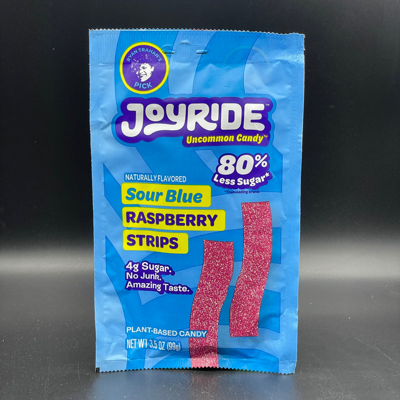 JoyRide - Uncommon Candy! Sour Blue Raspberry Strips, Naturally Flavoured. 80% Less Sugar, No Junk, Amazing Taste. 99g (USA) Ryan Trahan’s Viral Candy!