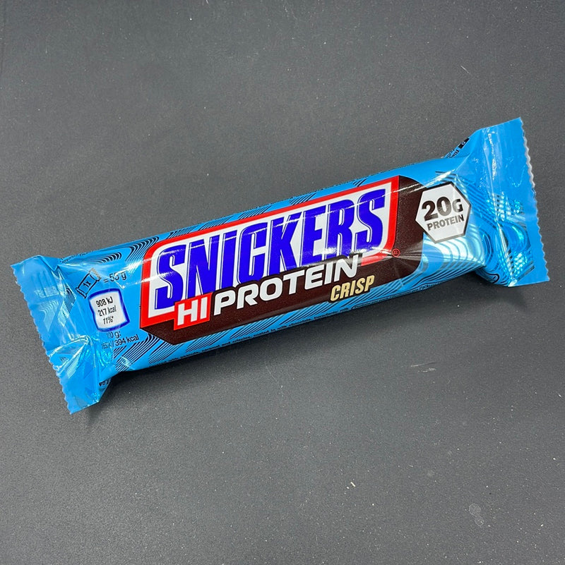 Snickers Crsip Flavour HiProtein Protein Bar with 20g of Protein, 55g (UK)