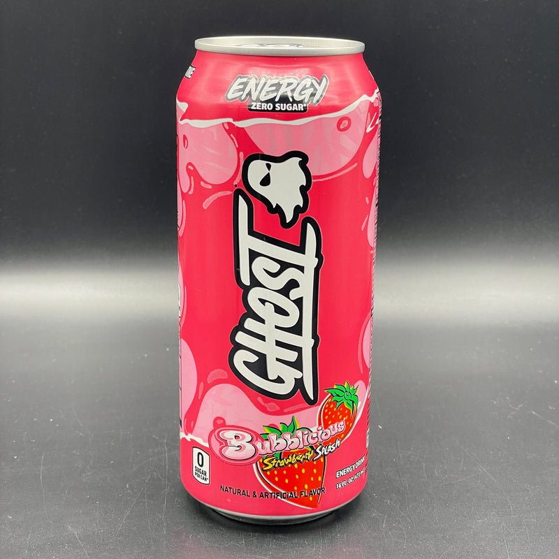 Ghost Energy, Bubblicious Strawberry Splash Flavour - Zero Sugar, 5 Calorie, Energy Drink, 473ml (USA)