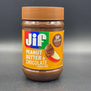 Jif - Peanut Butter & Chocolate Flavoured Spread. 50% Less Sugar 425g (USA)