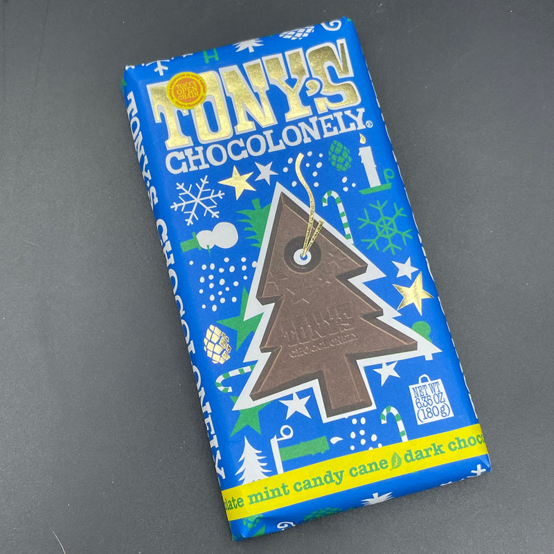 NEW Tony’s Chocolonely - Dark Chocolate Mint Candy Cane Bar 180g (EURO) CHRISTMAS EDITION