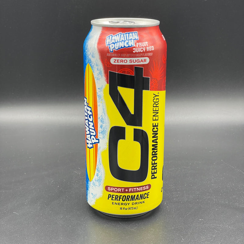 C4 Energy - Superhuman Performance - Carbonated Pre-Workout, Zero Sugar, Hawaiian Punch Fruit Juicy Red Flavour, 473ml (USA)