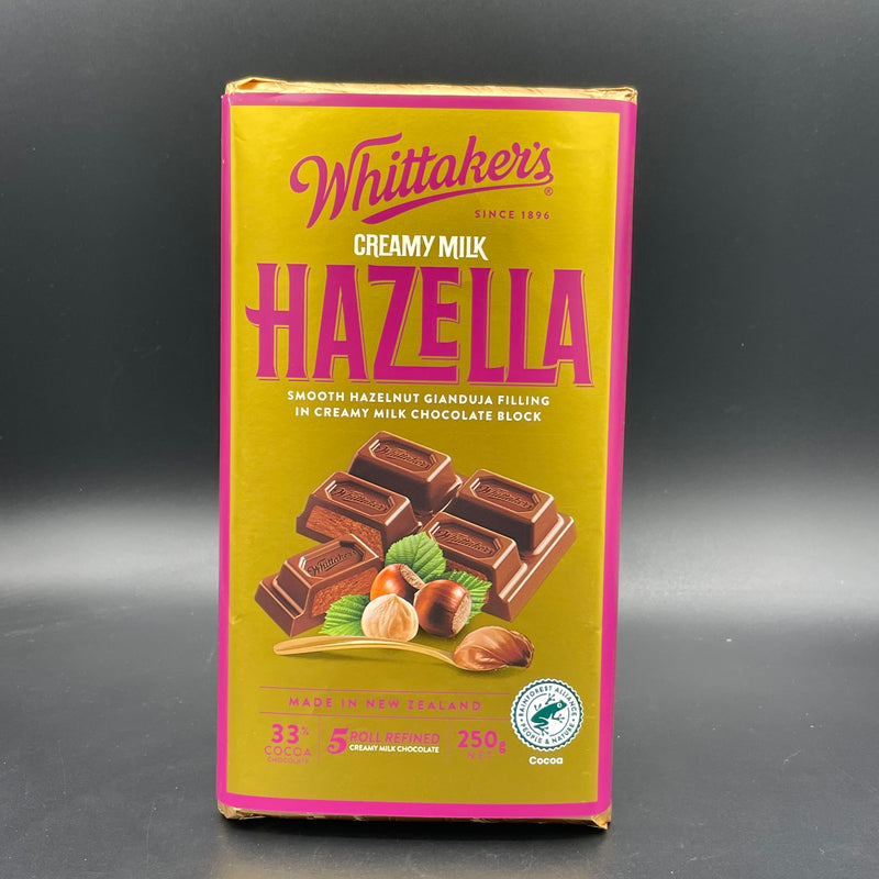 NEW Whittaker’s  Hazella - Smooth Hazelnut Gianduja Filling in  Creamy Milk Chocolate Block 250g (NZ)