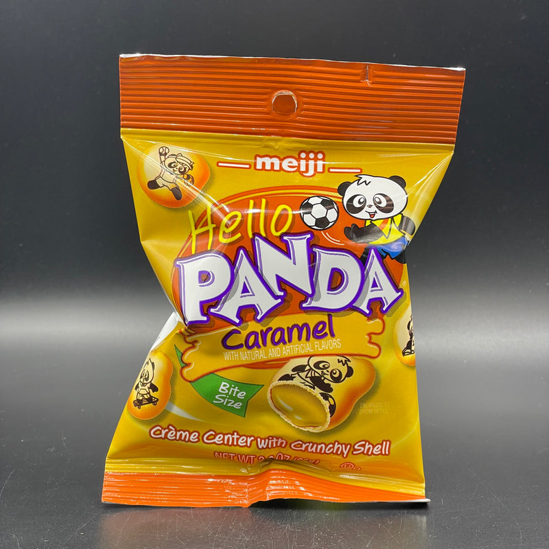 Meiji Hello Panda, Caramel Flavour - Creme Centre with Crunchy Shell 62g Bag (USA)