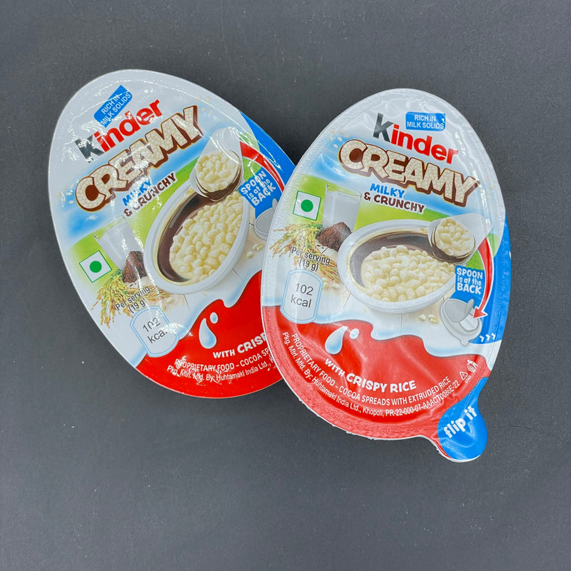 Kinder Creamy 2Pack - Milky & Crunchy, with Crispy Rice 19g Each (INDIA)