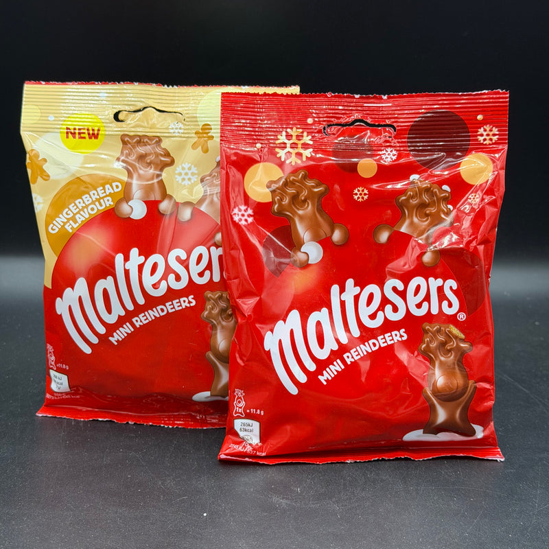 Maltesers Mini Reindeer 2 Pack - 1x Original Flavour & 1x Gingerbread Flavour Milk Chocolate, Mini Reindeer! 5 Mini Reindeer, 59g Each (UK) SEE DESCRIPTION!