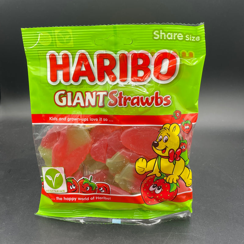 Haribo GIANT Strawbs (Strawberries) Share Size Gummy Candy 175g (UK)