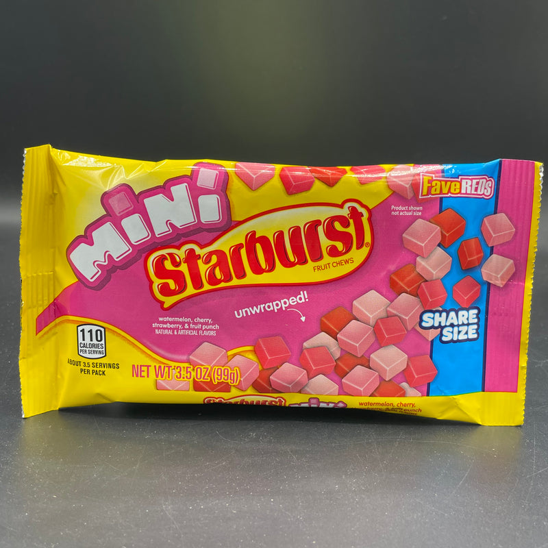 Mini Starbursts Fruit Chews - Fave REDS Flavours! Unwrapped, Share Size 99g (USA)