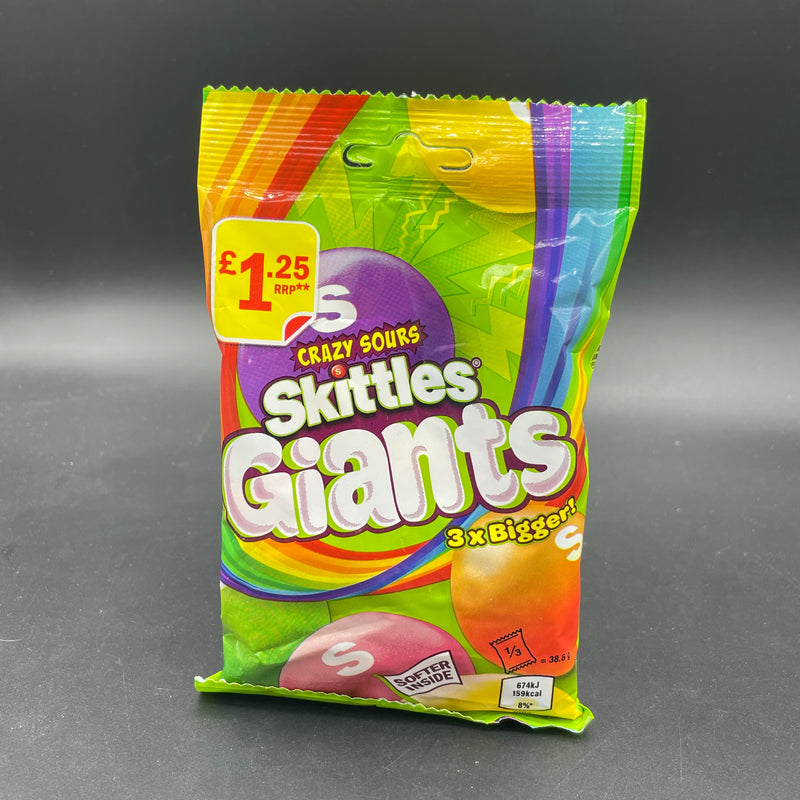 NEW Skittles GIANTS Crazy Sours Flavour (3x Bigger, Softer Inside) 116g (UK)