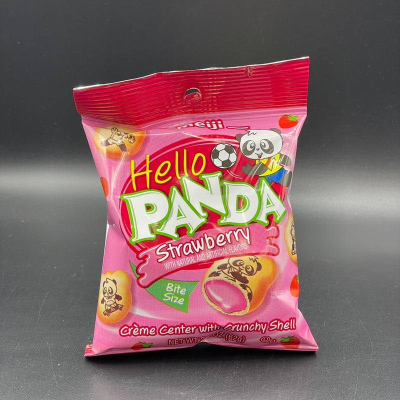 Meiji Hello Panda, Strawberry Flavour - Creme Centre with Crunchy Shell 62g Bag (USA)