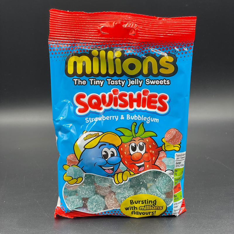 Millions Candy Squashies Strawberry & Bubblegum Flavour! The Tiny Tasty Jelly Sweets 120g Bag (UK)