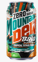 MTN DEW (Mountain Dew)  ZERO SUGAR Baja Cabo Tropical Citrus Punch Flavour! 355ml (USA)
