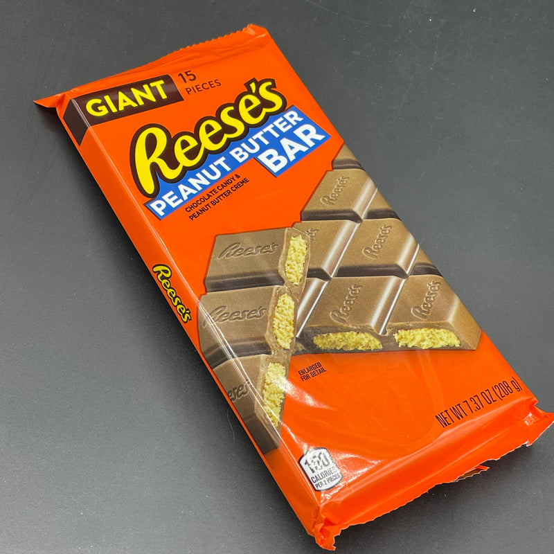 GIANT Reese's Peanut Butter Bar - Milk Chocolate Block Filled with Reese’s Peanut Butter - Giant Size 208g (USA)