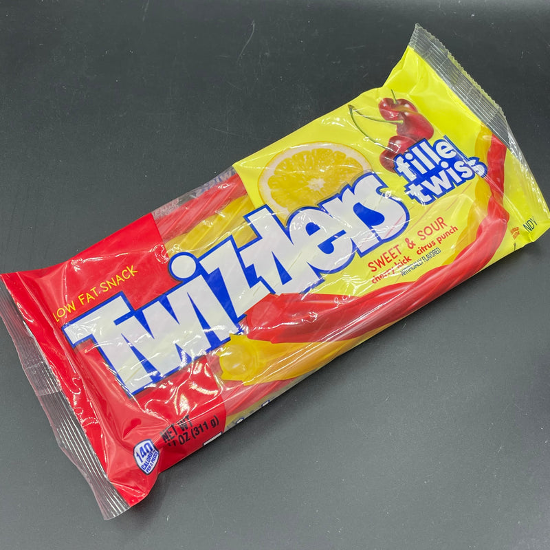 Twizzlers Filled Twists - Sweet & Sour (cherry kick, citrus punch) Flavour! 311g Bag (USA)