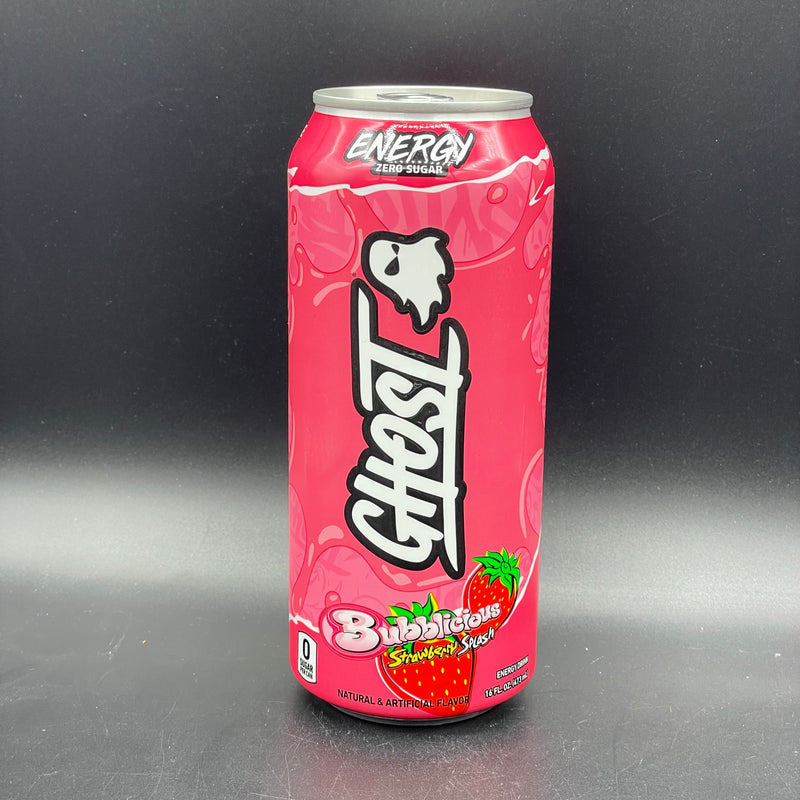 NEW Ghost Energy, Bubblicious Strawberry Splash Flavour - Zero Sugar, Five Calorie, Energy Drink 473ml (USA)