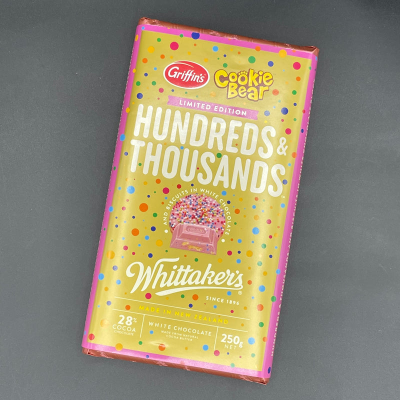 NEW Whittaker’s Hundreds & Thousands - Griffin’s Cookie Bear Chocolate Block 250g (NZ) LIMITED EDITION