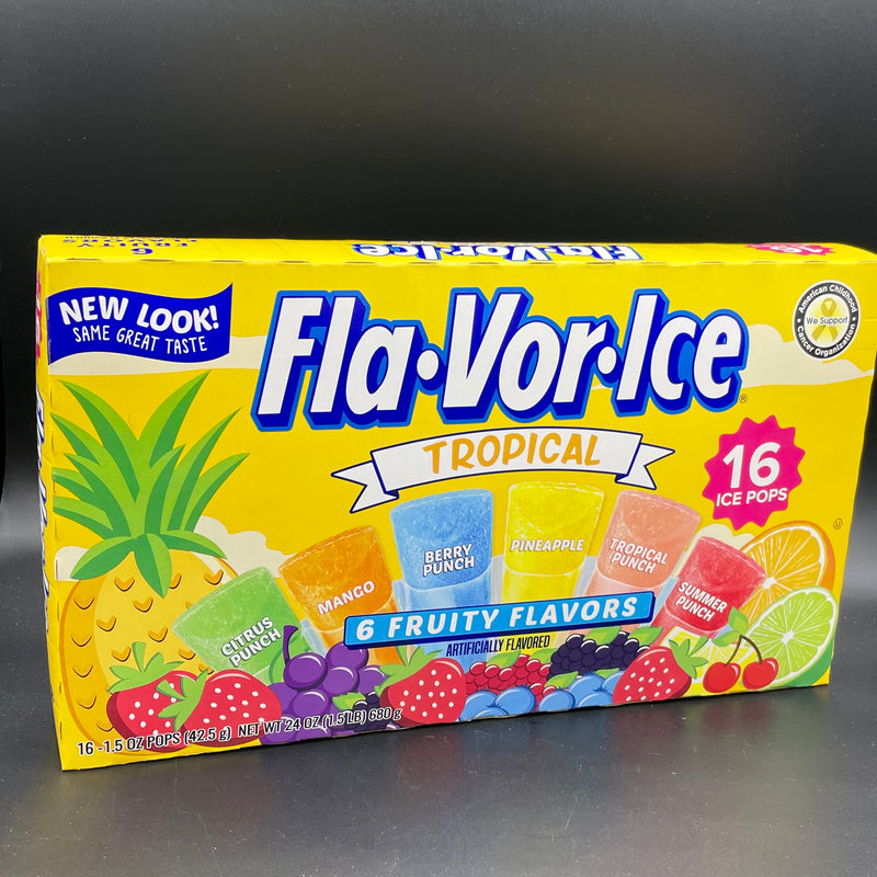 Fla-Vor-Ice Flavorice Tropical Flavour - Ice Pops, 6 Fruity Flavors, 16 Pack 680g (Freeze Pops, Icy Poles) [USA] LIMITED STOCK