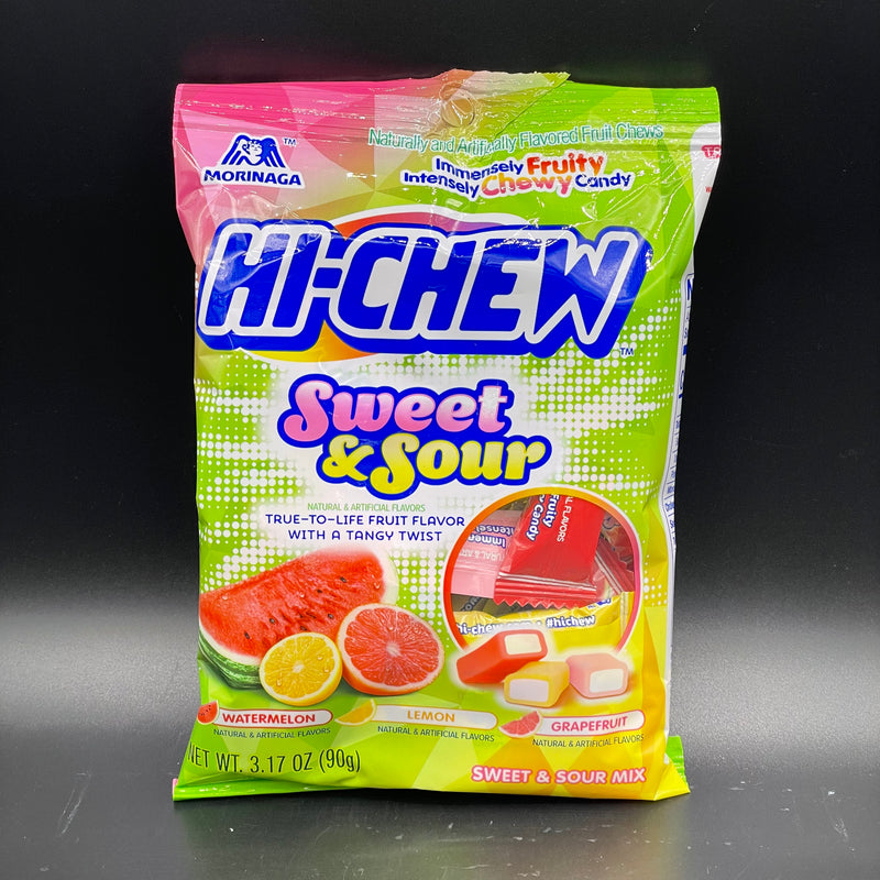 Hi-Chew Sweet & Sour Chewy Candy, Watermelon, Lemon, & Grapefruit Flavours,  90g Bag (Japan)