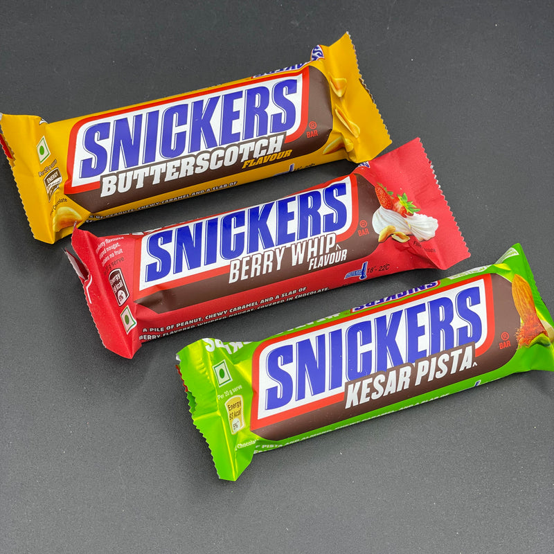 NEW Snickers 3-Pack, Including Butterscotch, Berry Whip, and Saffron Pistachio Flavours! (INDIA) NEW