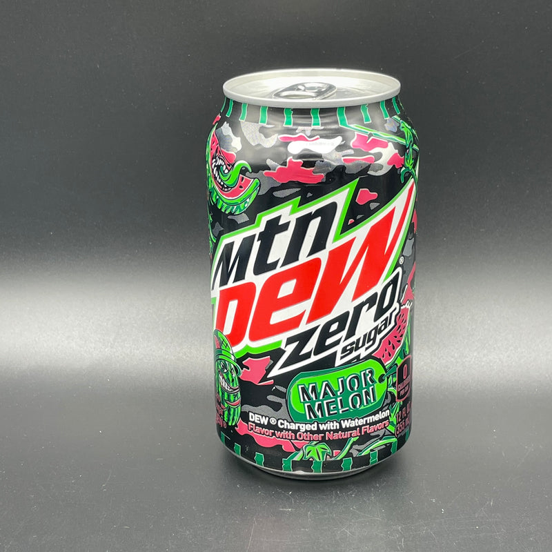 NEW Mtn (Mountain) Dew Major Melon Zero Sugar - Dew Charged with Watermelon Flavor 355ml (USA) NEW