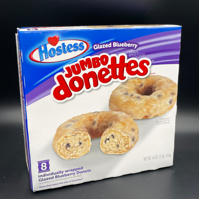 LIMITED Hostess Jumbo Donettes - Glazed Blueberry Flavour, 8 Individually Wrapped Donuts, 454g (USA) LIMITED STOCK