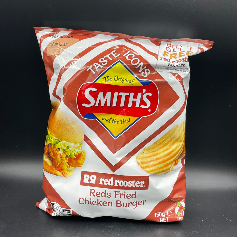 NEW Taste Icons - Smith’s Red Rooster, Reds Fried Chicken Burger Flavour Chips 150g (AUS)LIMITED EDITION