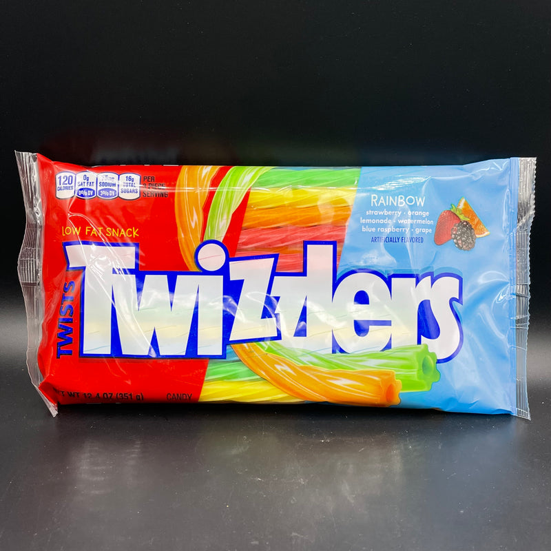 Twizzlers Twists - RAINBOW: Strawberry, Orange, Lemonade, Watermelon, Blue Raspberry & Grape Flavours - Huge 351g Bag (USA)