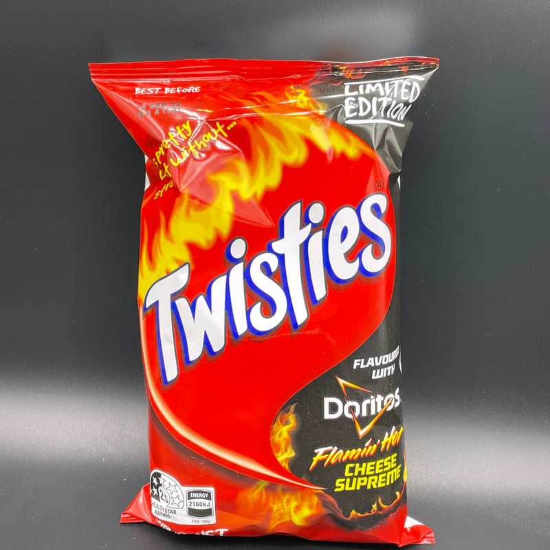 NEW LIMITED EDITION Twisties flavoured with Doritos Flamin’ Hot Cheese Supreme 80g (AUS) NEW LIMITED EDITION