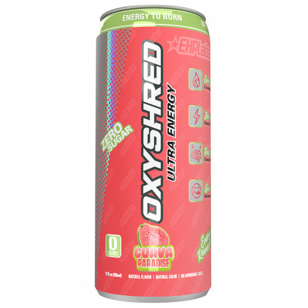 NEW Oxyshred Ultra Energy RTD by EHP Labs. Zero Sugar, 0 Carbs, Guava Paradise Flavour 355ml (AUS) NEW