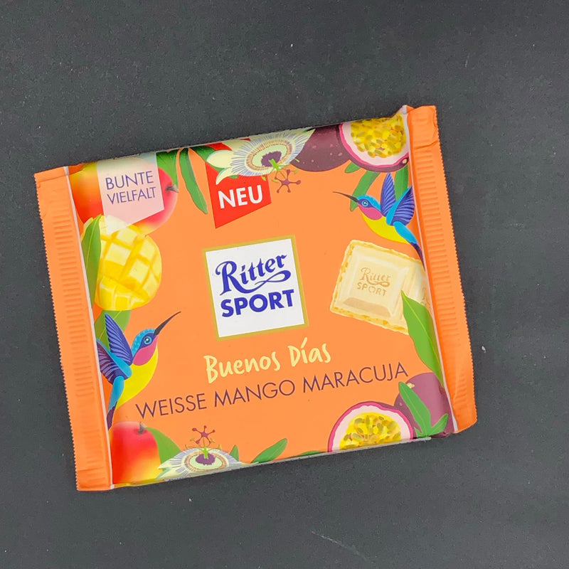 NEW Ritter Sport Buenos Dias, Weisse Mango Maracuja - White Mango Passionfruit 100g (GERMANY) SPECIAL EDITION