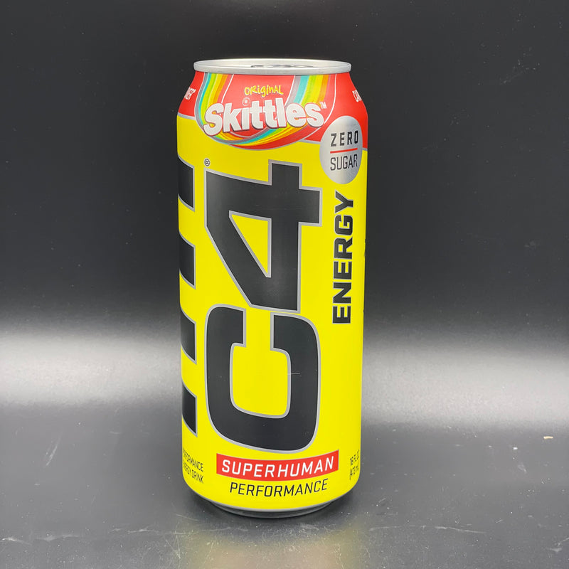 C4 Energy - Superhuman Performance - Carbonated Pre-Workout, Zero Sugar, Original Skittles Flavour, 473ml (USA)