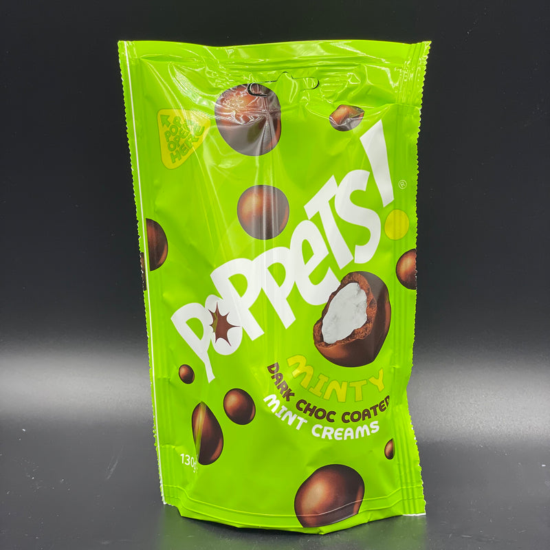 Poppets! Minty - Dark Choc Coated Mint Creams 130g (UK) NEW