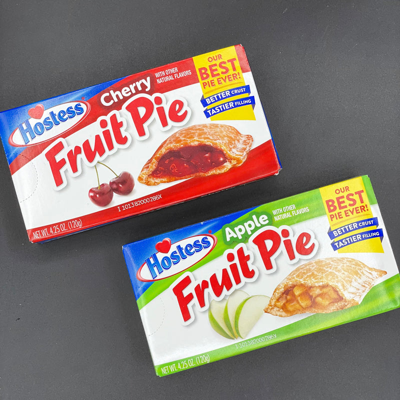 HOSTESS PIE PACK! Including: Hostess Apple Fruit Pie, & Hostess Cherry Fruit Pie. 120g each (USA)