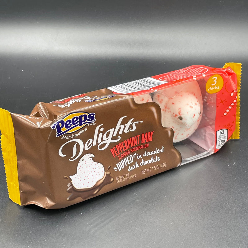 Peeps Marshmallow Delights - Peppermint Bark Flavoured Marshmallow Dipped in Decadent Dark Chocolate - 3 Chicks 42g (USA) SPECIAL