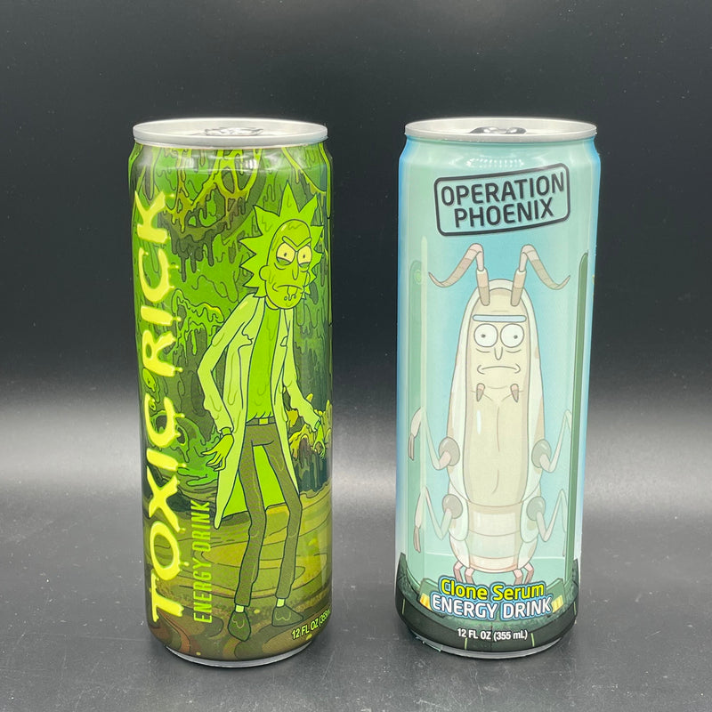 Rick And Morty Energy Drink 2-Pack (Toxic Rick & Clone Serum) 355ml Each (USA) SPECIAL RELEASE