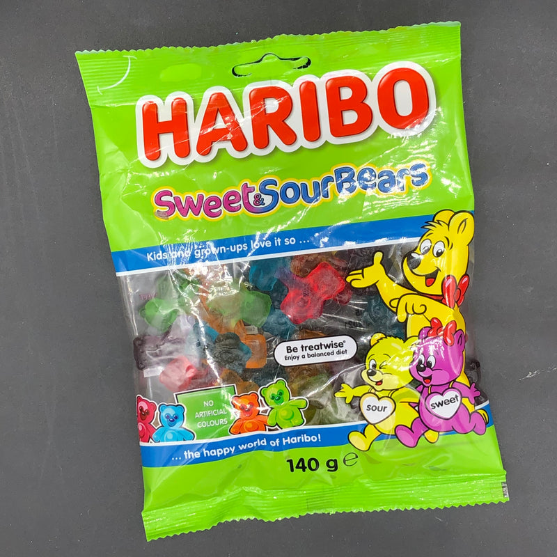 Haribo Sweet & Sour Bears - Share Size Gummy Candy 140g (EURO)
