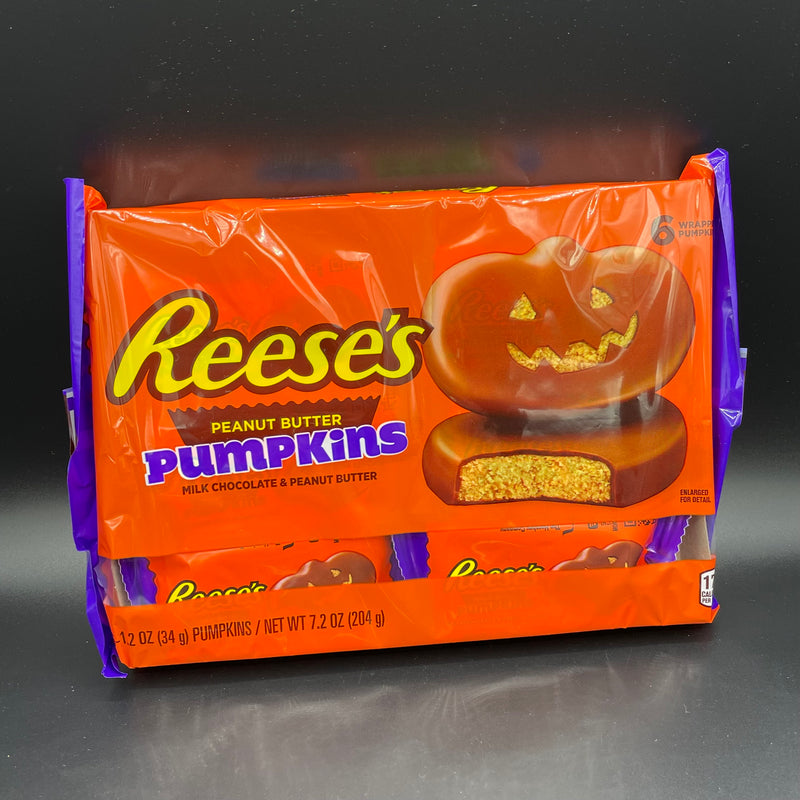 SPECIAL Reese’s Peanut Butter Pumpkins! Milk Chocolate & Peanut Butter. Six Pack 204g (USA) HALLOWEEN