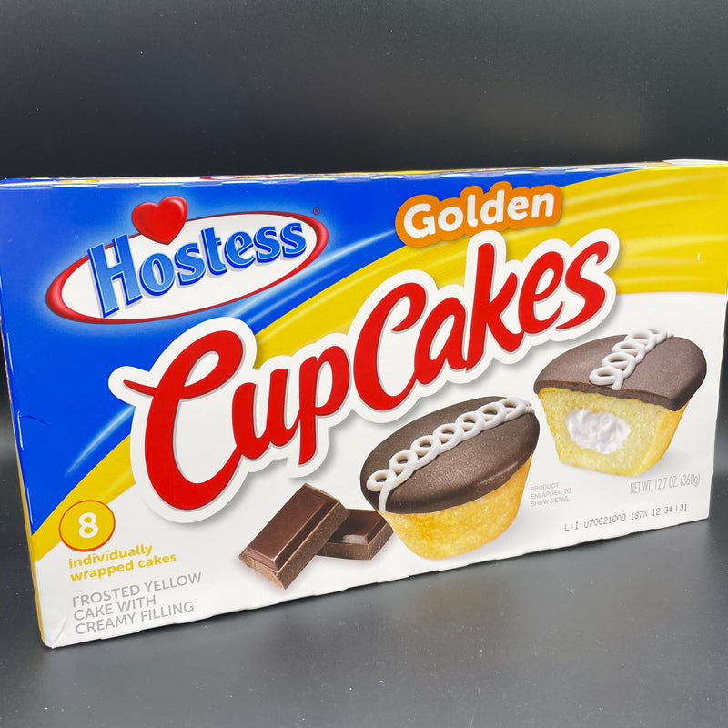 Hostess GOLDEN Cup Cakes - Chocolate Frosted Yellow Cake with Creamy Filling 8 Pack 360g (USA)