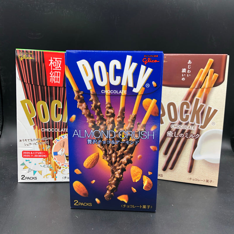 Glica Pocky 3-Pack! Includes: Almond Crush, Healing Milk, & Skinny Chocolate Flavours! (JAPAN)